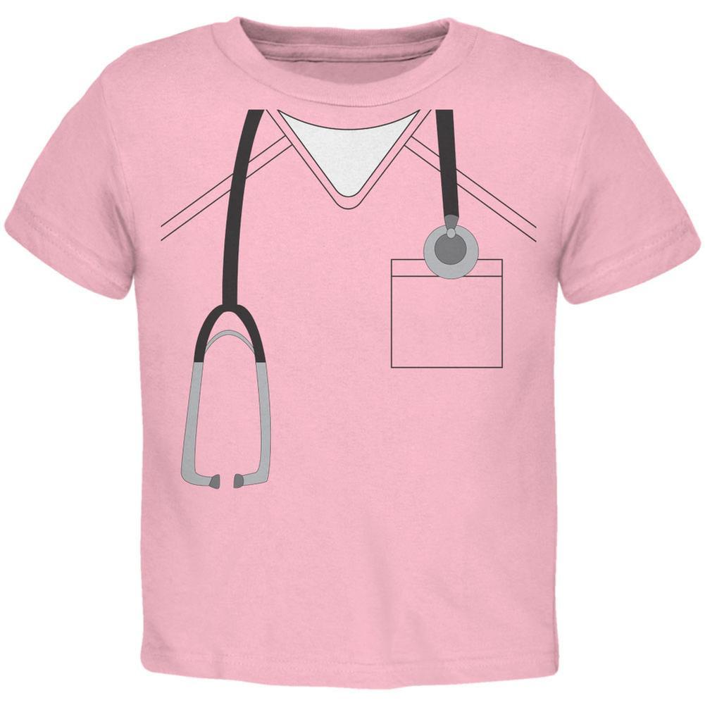 Halloween Doctor Scrubs Costume Light Pink Toddler T-Shirt
