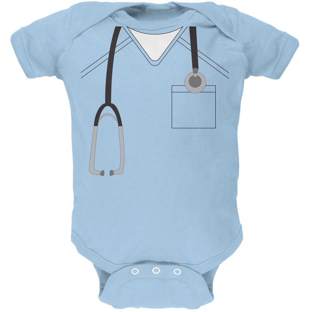 Halloween Doctor Scrubs Costume Light Blue Soft Baby One Piece