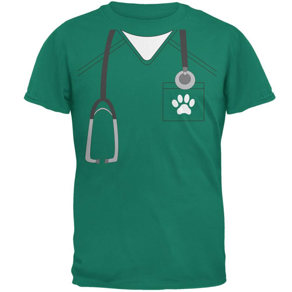 Halloween Vet Veterinarian Scrubs Costume Jade Green Adult T-Shirt