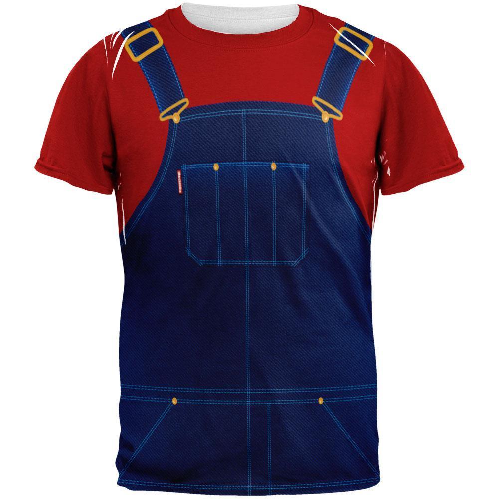 Halloween Overalls Red T-Shirt Costume All Over Adult T-Shirt