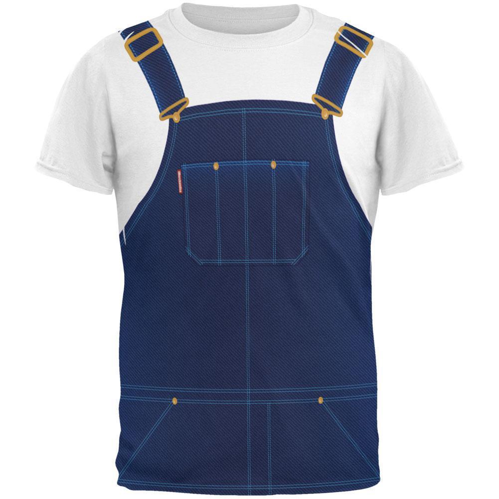Halloween Overalls White T-Shirt Costume All Over Adult T-Shirt