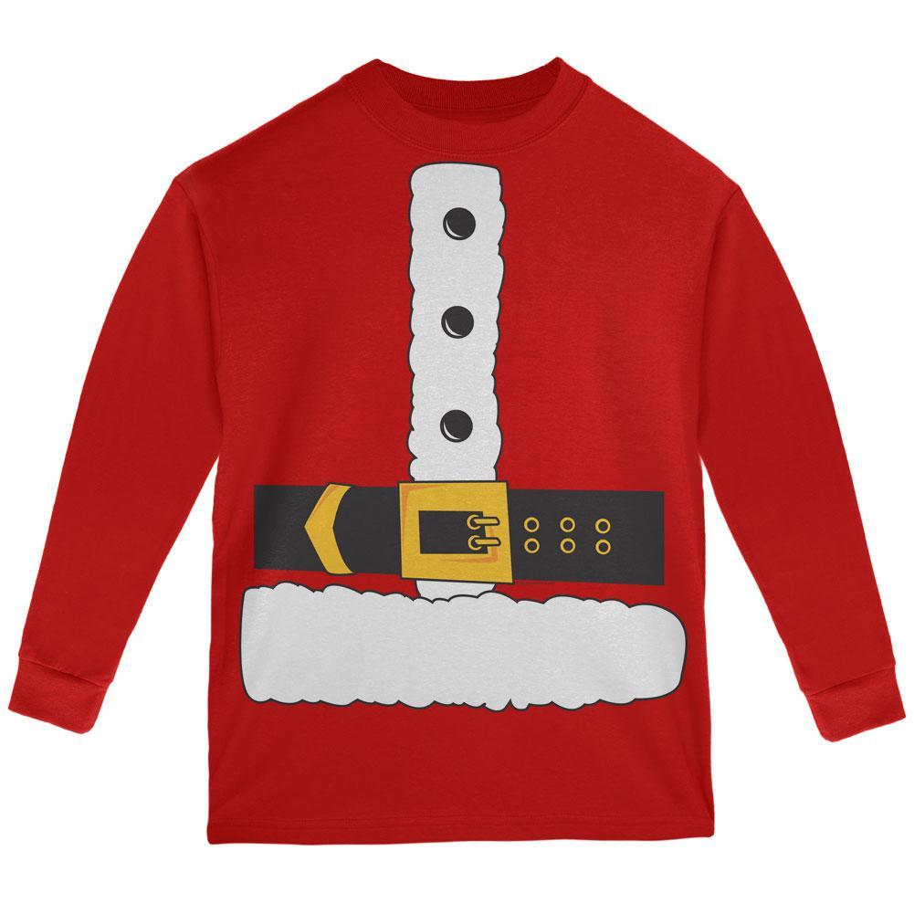 Santa Claus Costume Red Youth Long Sleeve T-Shirt