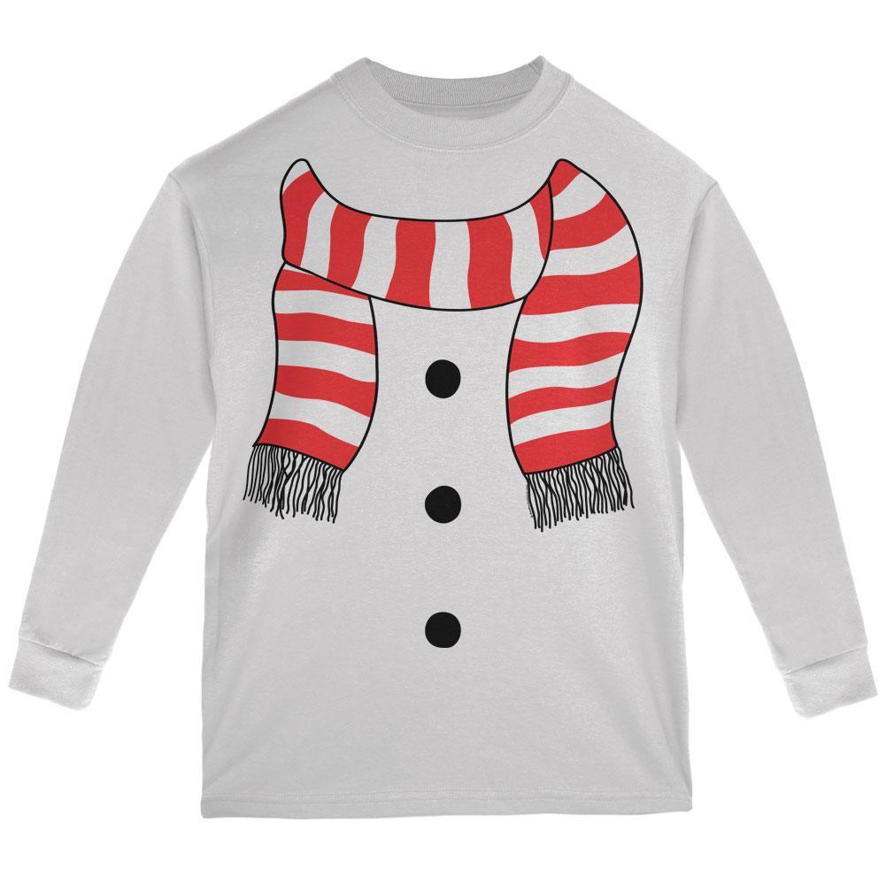 Halloween Snowman Suit Costume White Youth Long Sleeve T-Shirt