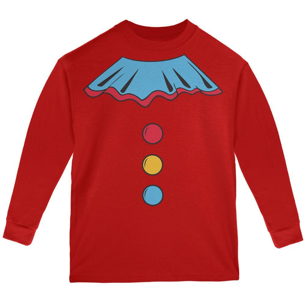 Halloween Clown Costume Red Youth Long Sleeve T-Shirt