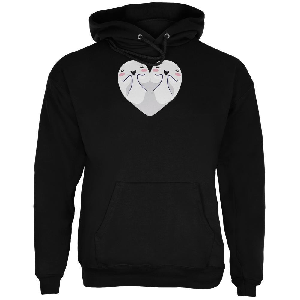 Halloween Heart Shaped Ghosts Black Adult Hoodie