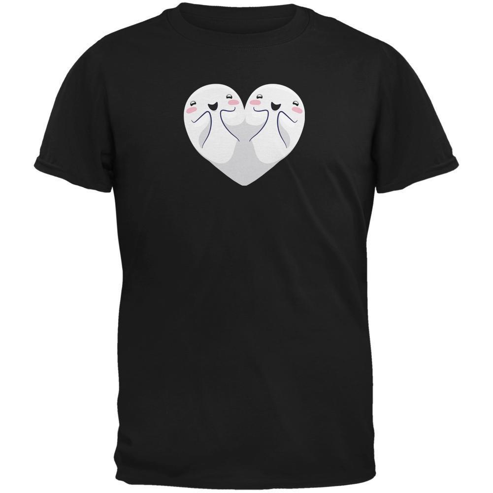 Halloween Heart Shaped Ghosts Black Adult T-Shirt
