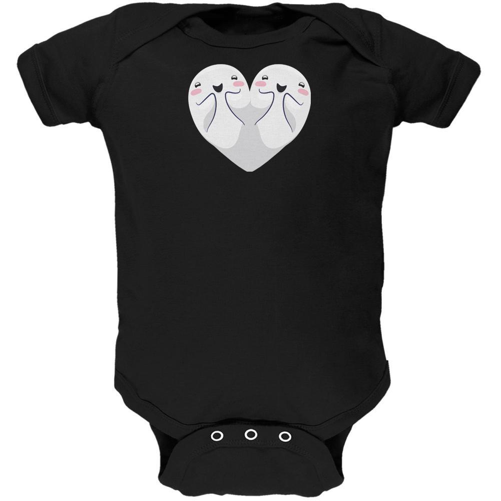 Halloween Heart Shaped Ghosts Black Soft Baby One Piece