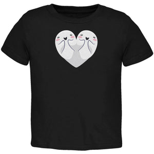 Halloween Heart Shaped Ghosts Black Toddler T-Shirt