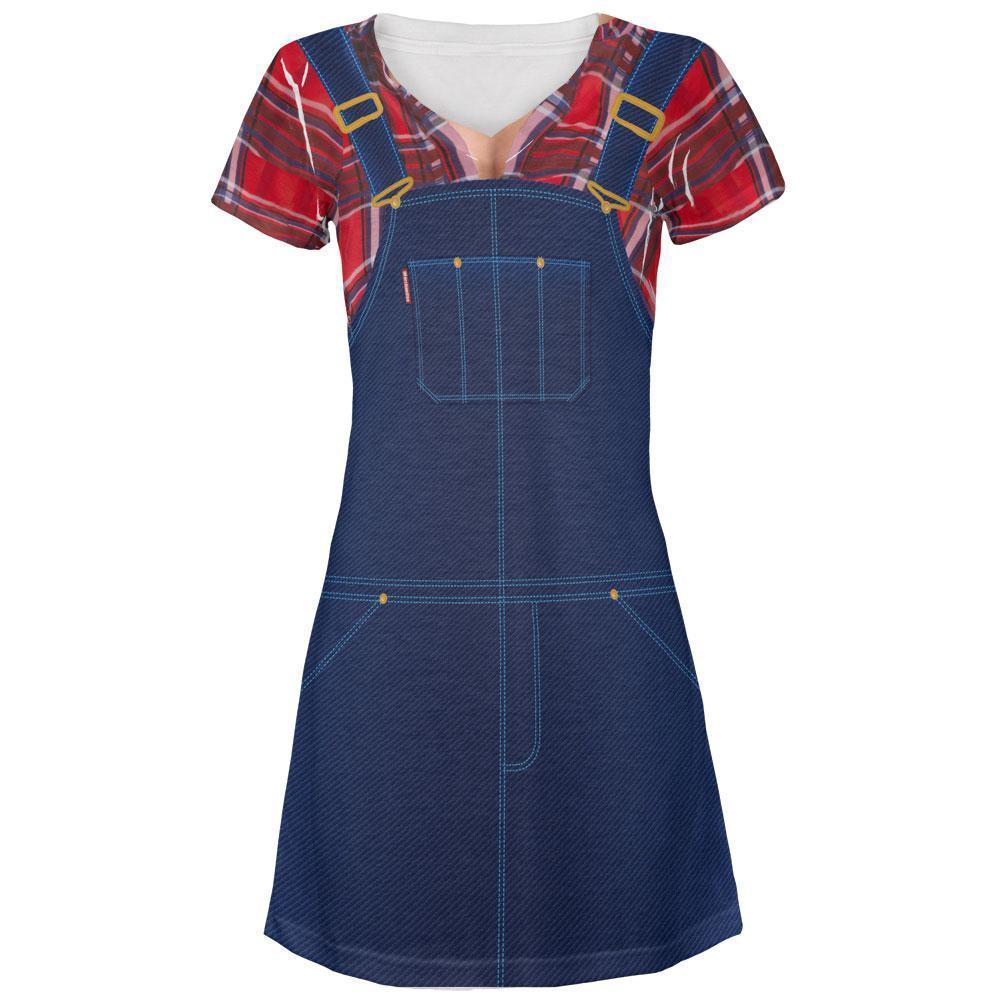 Halloween Lumberjill Costume All Over Juniors V-Neck Dress