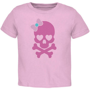 Halloween Pink Skull and Bow Light Halloween Pink Toddler T-Shirt