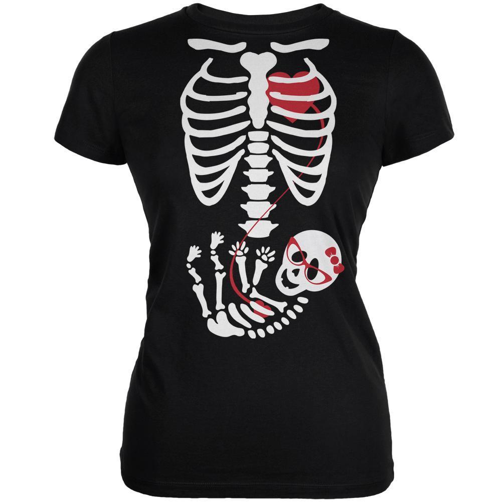 Halloween Baby Geek Girl Glasses Skeleton Black Juniors Soft T-Shirt