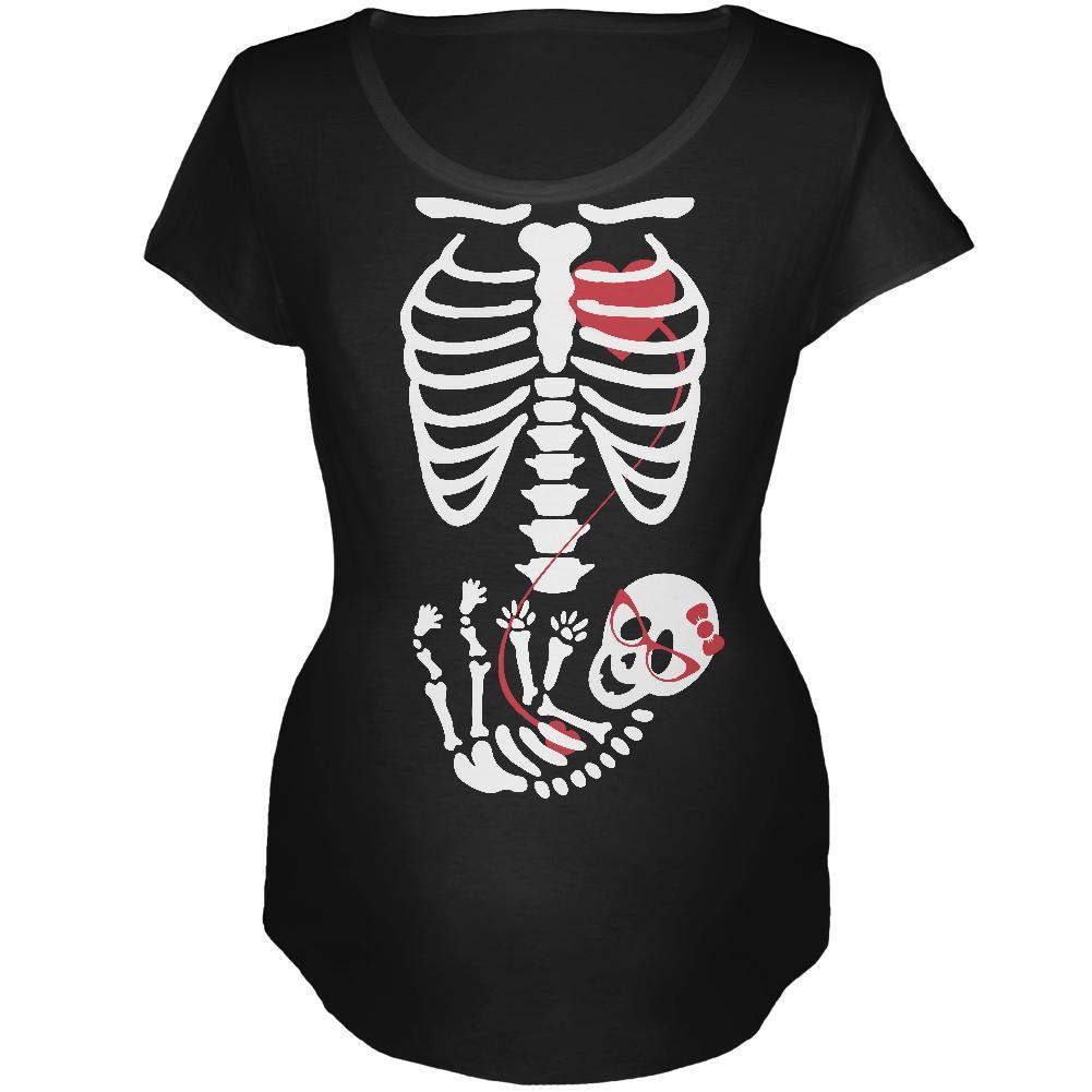 Halloween Baby Geek Girl Glasses Skeleton Black Maternity Soft T-Shirt