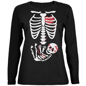 Halloween Baby Geek Girl Glasses Skeleton Black Womens Long Sleeve T-Shirt
