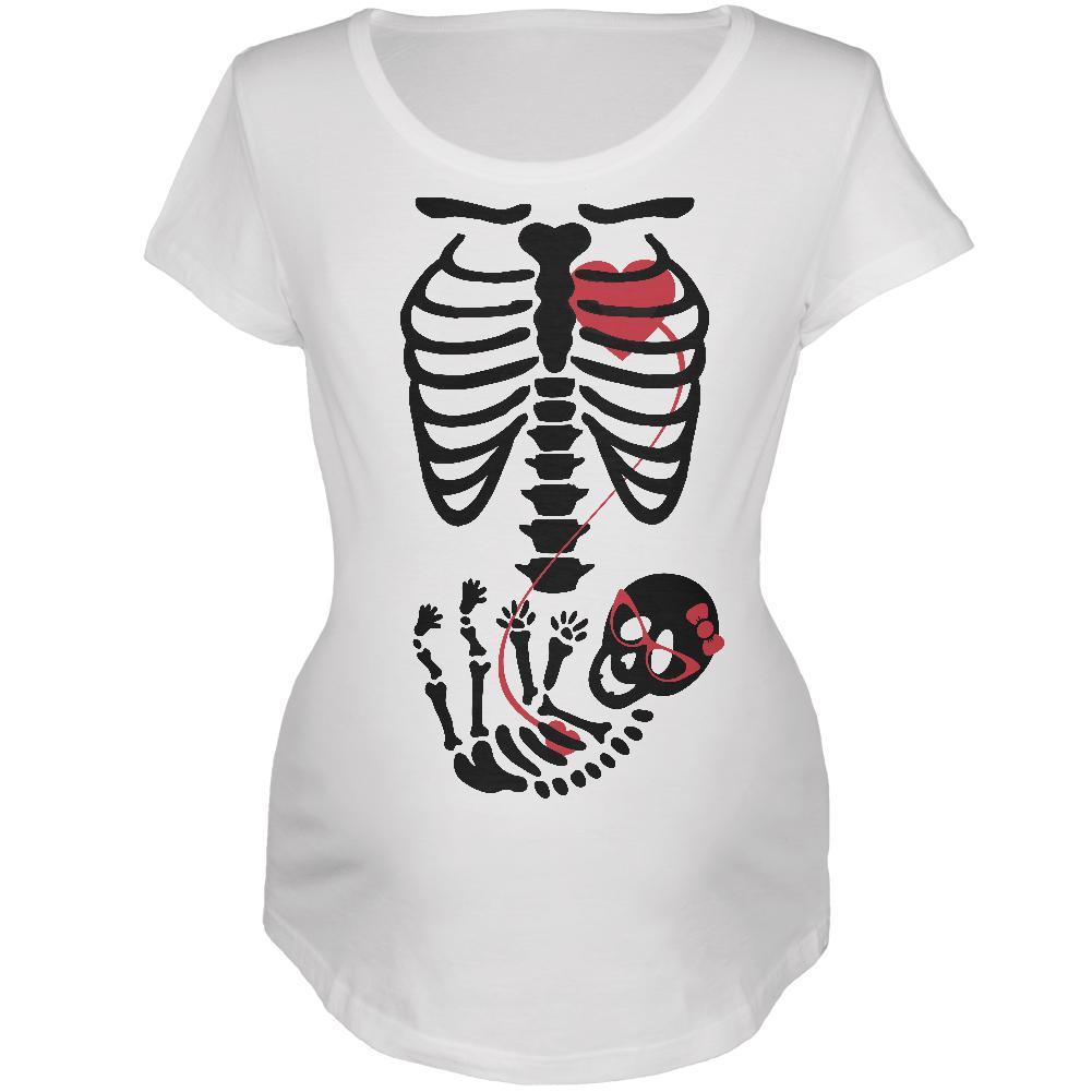 Halloween Baby Geek Girl Glasses Skeleton White Maternity Soft T-Shirt