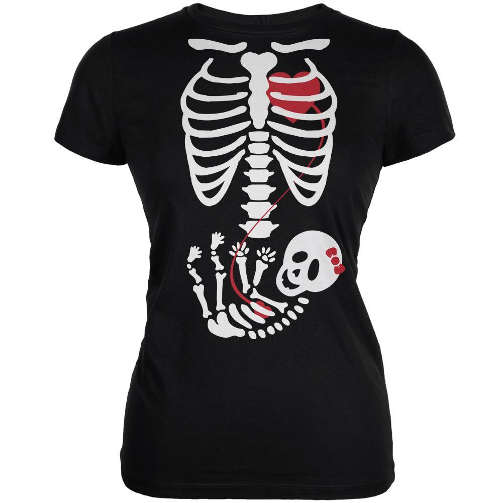 Halloween Baby Girl Skeleton Black Juniors Soft T-Shirt