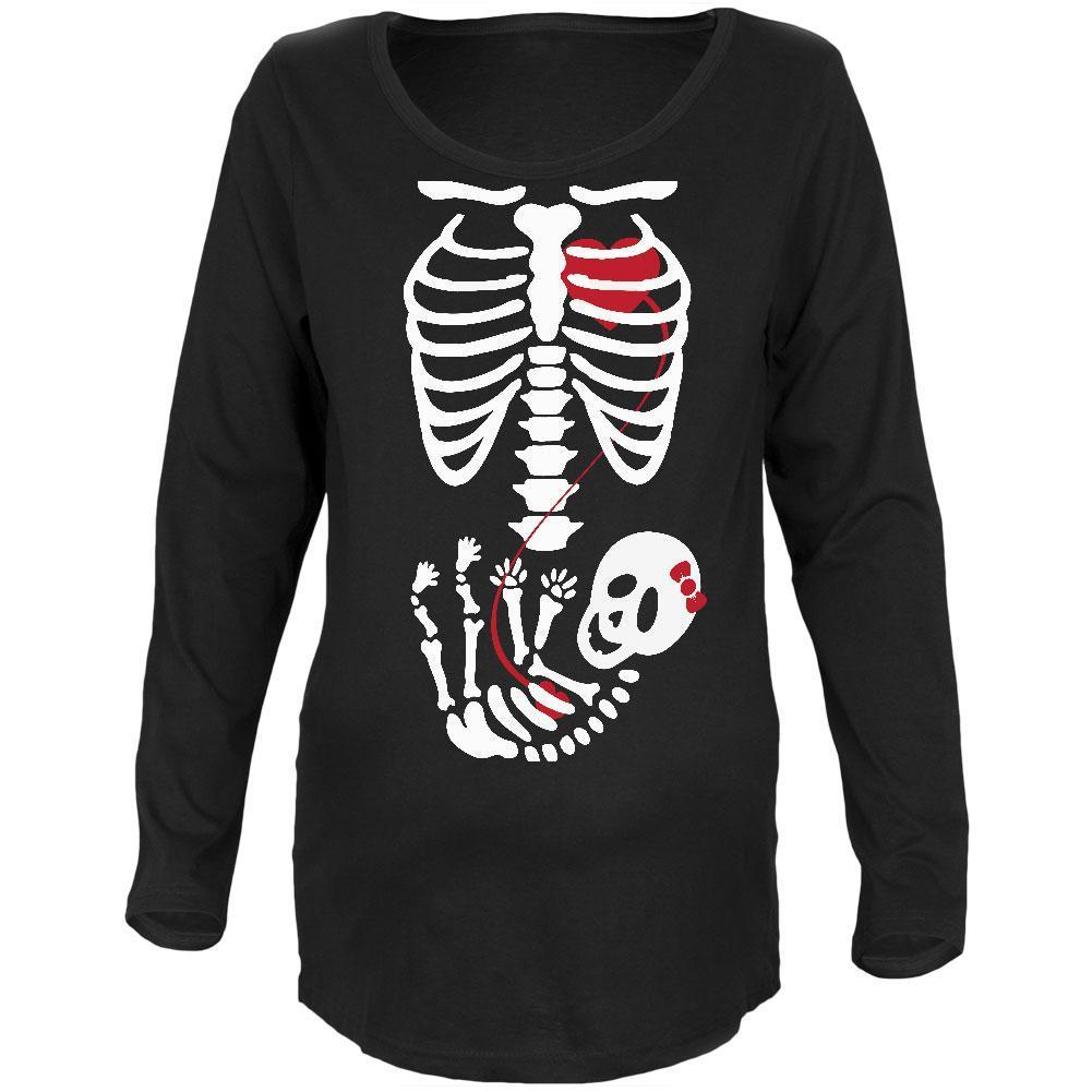 Halloween Baby Girl Skeleton Black Maternity Soft Long Sleeve T-Shirt