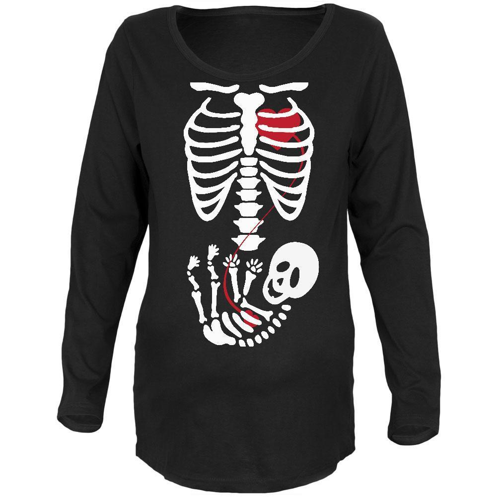 Halloween Baby Skeleton Black Maternity Soft Long Sleeve T-Shirt