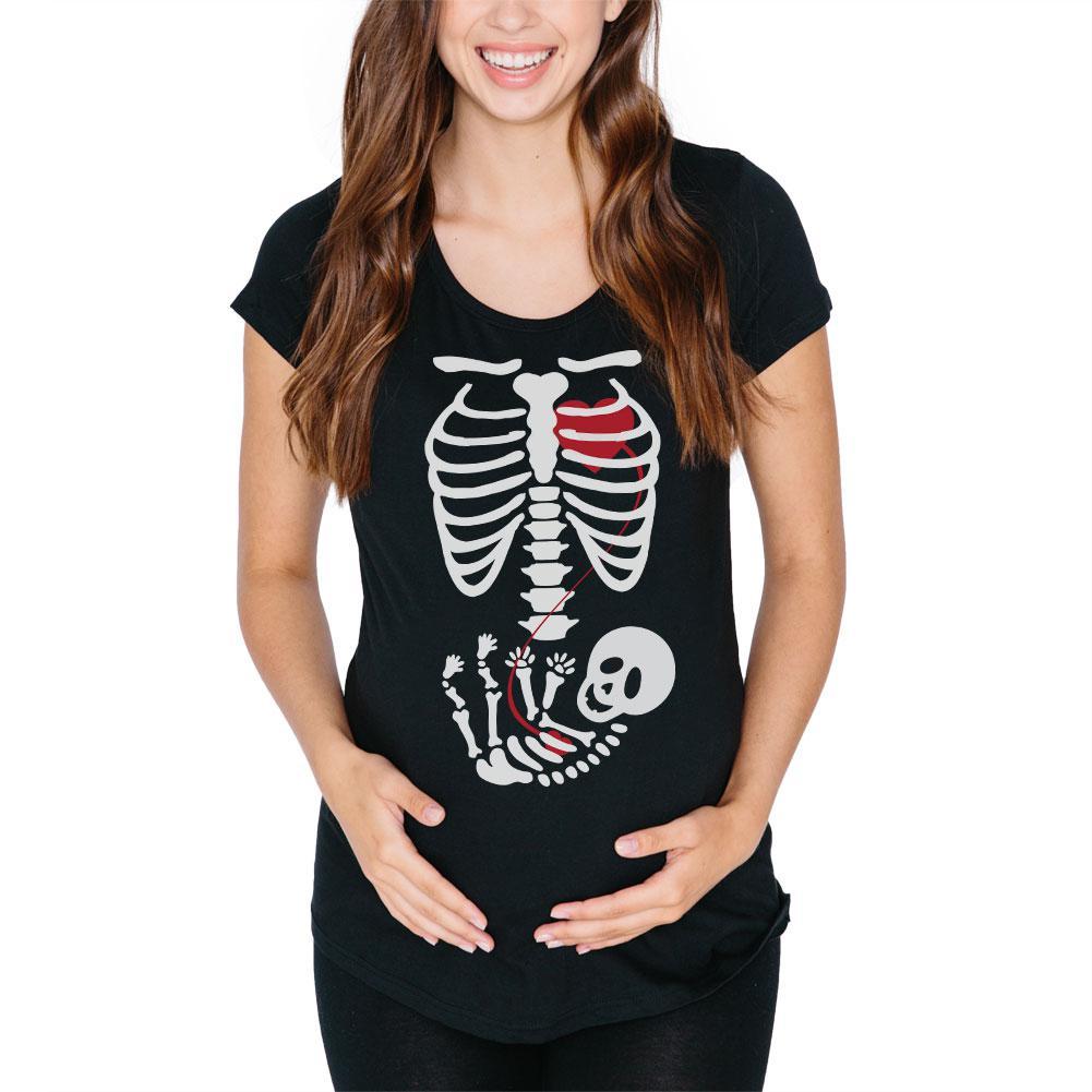 Halloween Baby Skeleton Black Maternity Soft T-Shirt