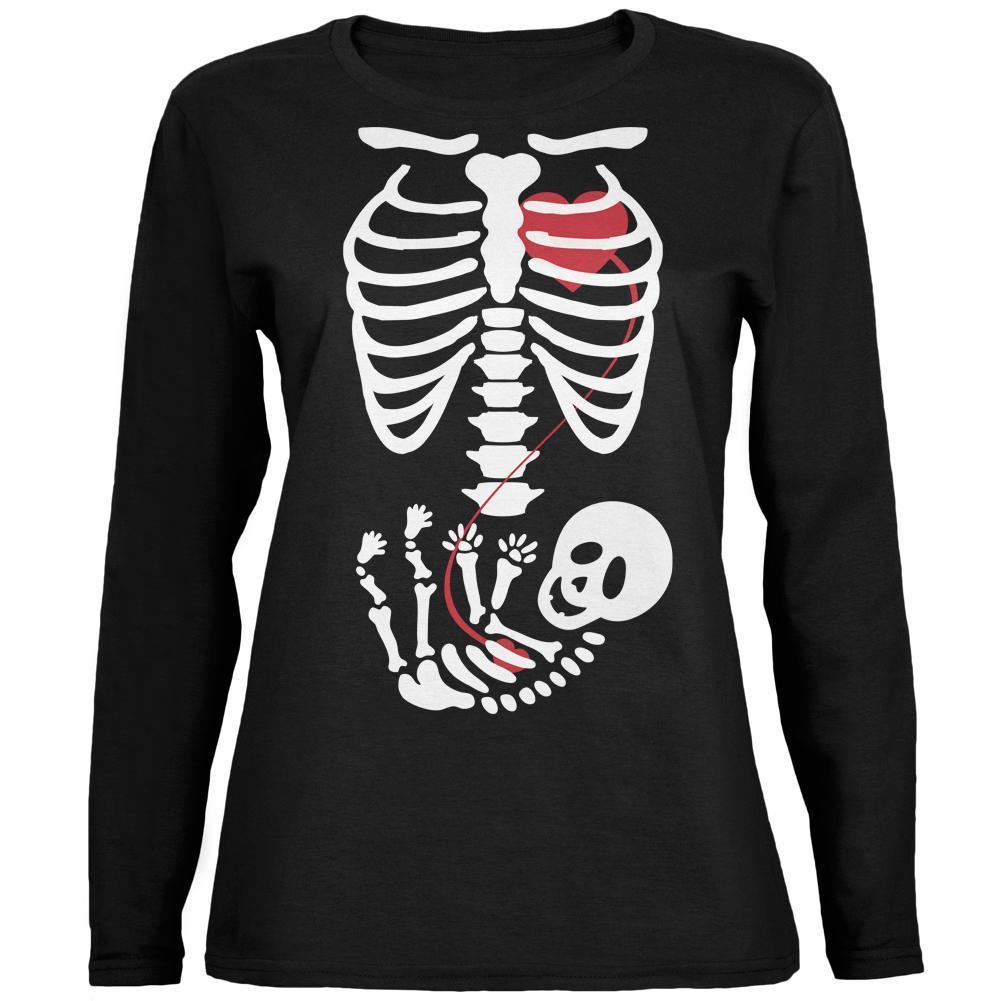 Halloween Baby Skeleton Black Womens Long Sleeve T-Shirt