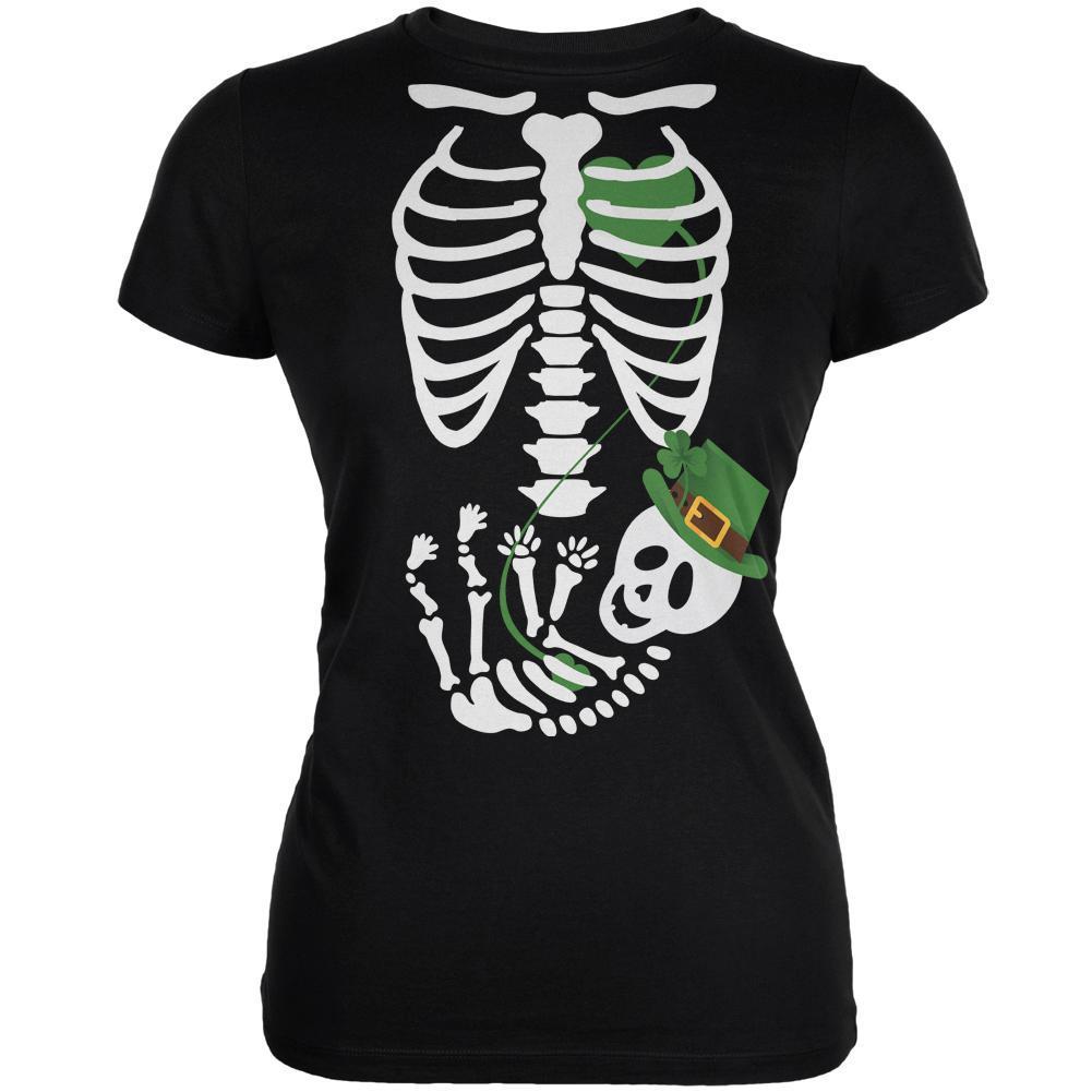 Halloween Irish Baby Skeleton Black Juniors Soft T-Shirt