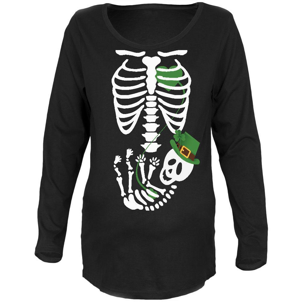 Halloween Irish Baby Skeleton Black Maternity Soft Long Sleeve T-Shirt