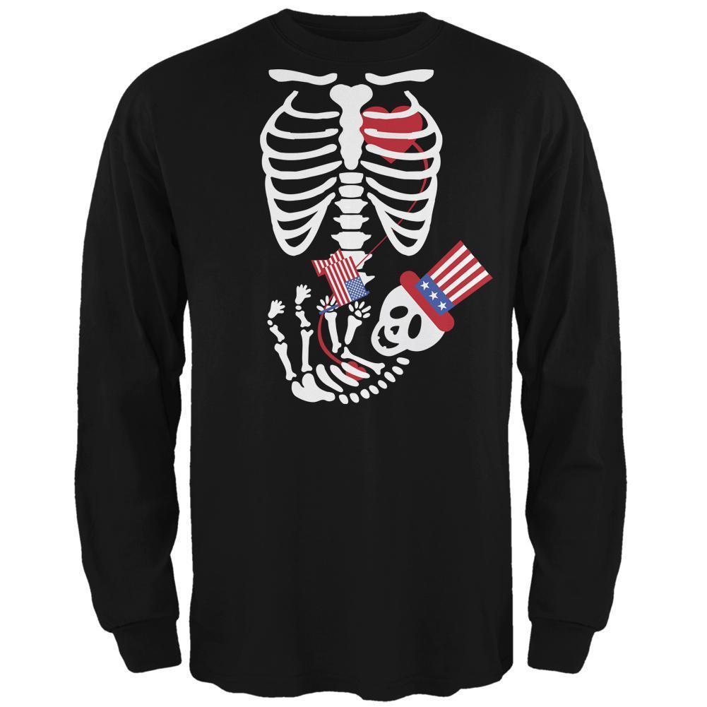 Halloween July Fourth Baby Skeleton Black Adult Long Sleeve T-Shirt