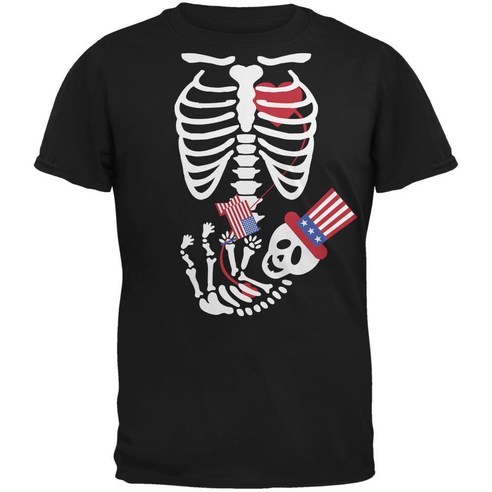 Halloween July Fourth Baby Skeleton Black Adult T-Shirt
