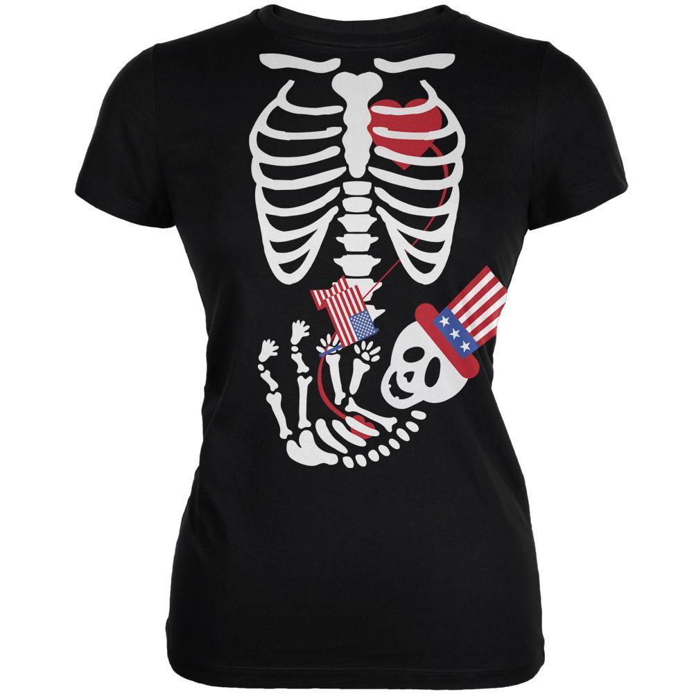 Halloween July Fourth Baby Skeleton Black Juniors Soft T-Shirt