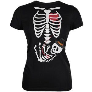 Halloween Pilgrim Baby Skeleton Black Juniors Soft T-Shirt