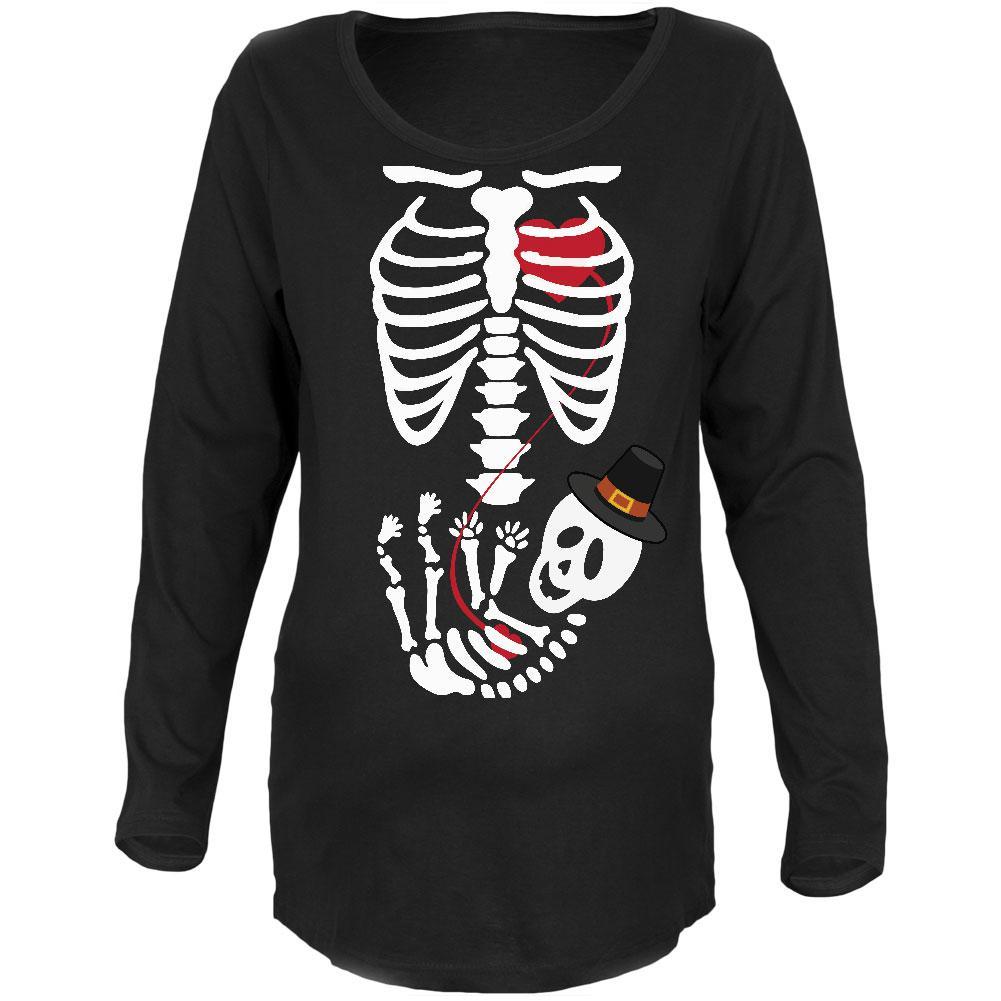 Halloween Pilgrim Baby Skeleton Black Maternity Soft Long Sleeve T-Shirt