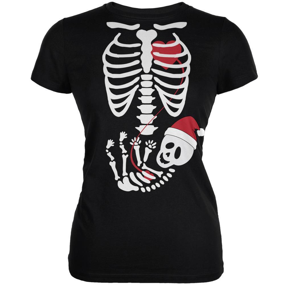 Halloween Santa Baby Skeleton Black Juniors Soft T-Shirt