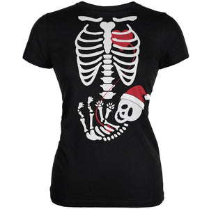 Halloween Santa Baby Skeleton Black Juniors Soft T-Shirt