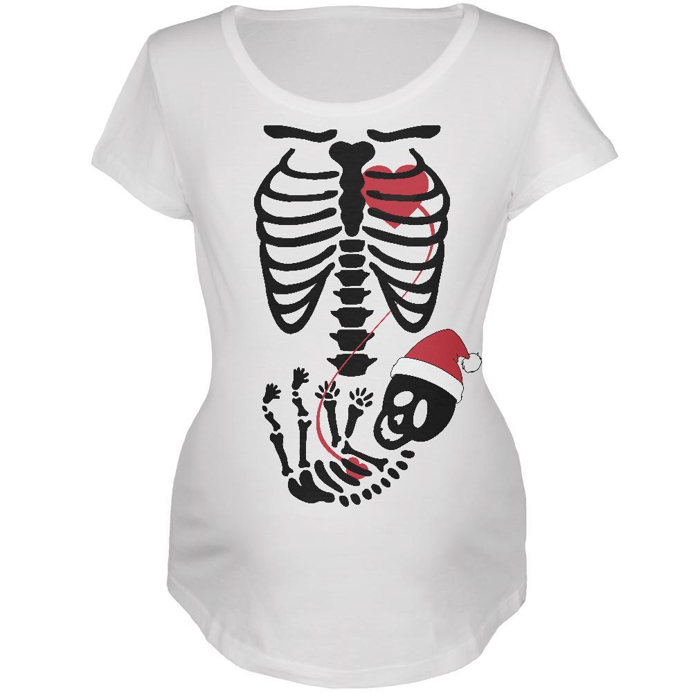 Halloween Santa Baby Skeleton White Maternity Soft T-Shirt