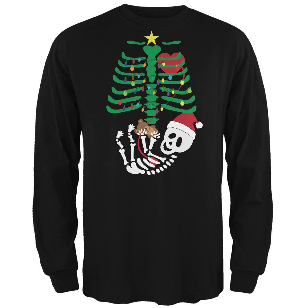 Christmas Tree Baby Skeleton Bear Black Adult Long Sleeve T-Shirt