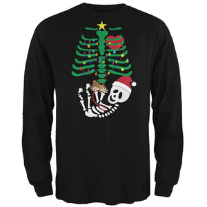 Christmas Tree Baby Skeleton Bear Black Adult Long Sleeve T-Shirt