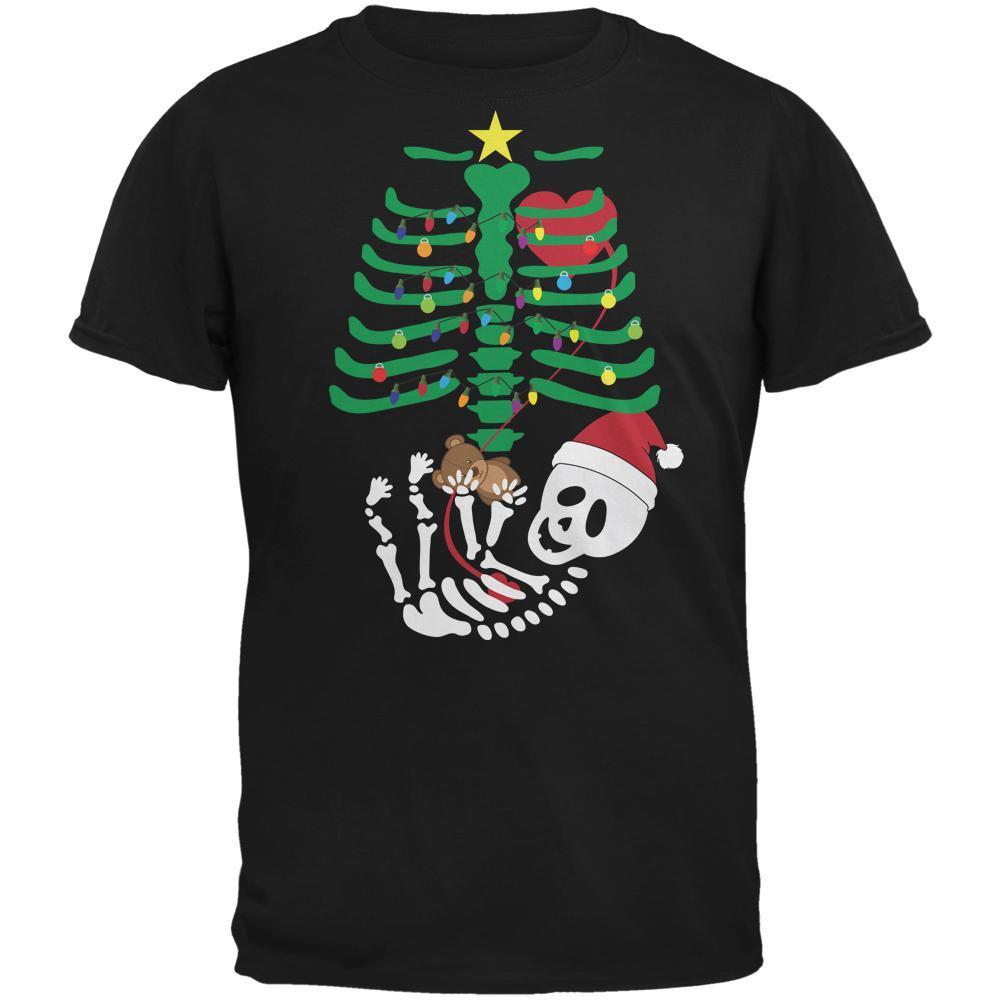 Christmas Tree Baby Skeleton Bear Black Adult T-Shirt