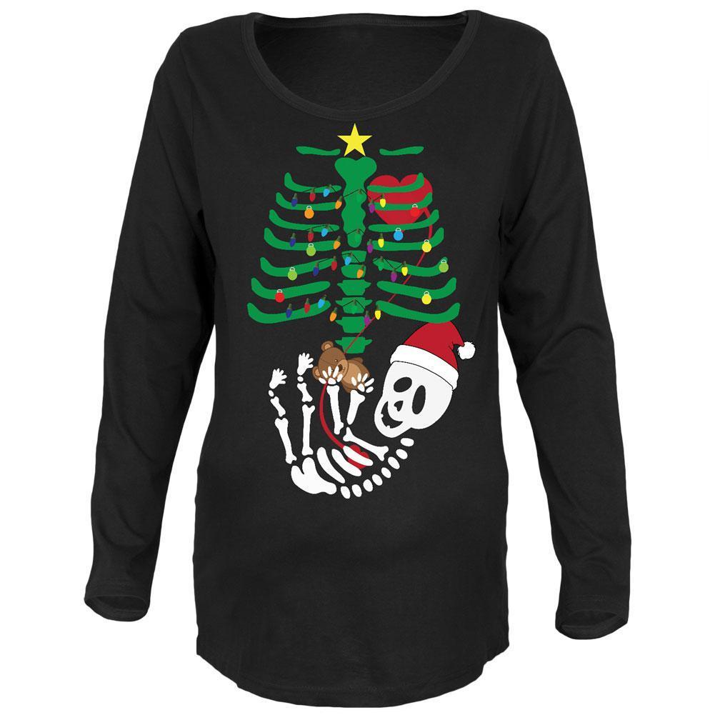 Christmas Tree Baby Skeleton Bear Black Maternity Soft Long Sleeve T-Shirt