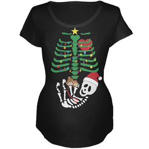 Christmas Tree Baby Skeleton Bear Black Maternity Soft T-Shirt