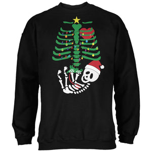 Christmas Tree Baby Skeleton Dinosaur Black Adult Sweatshirt