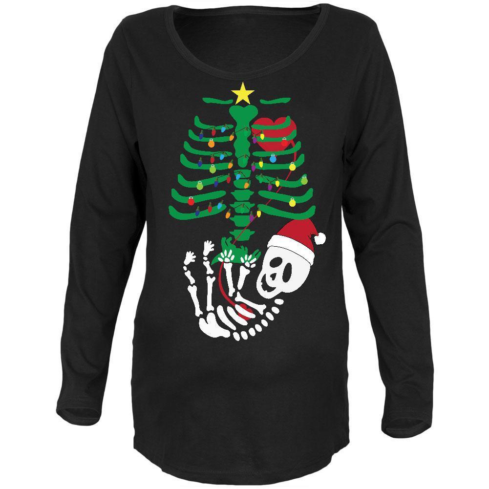 Christmas Tree Baby Skeleton Dinosaur Black Maternity Soft Long Sleeve T-Shirt