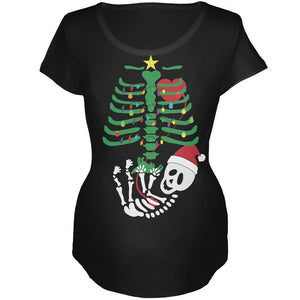 Christmas Tree Baby Skeleton Dinosaur Black Maternity Soft T-Shirt