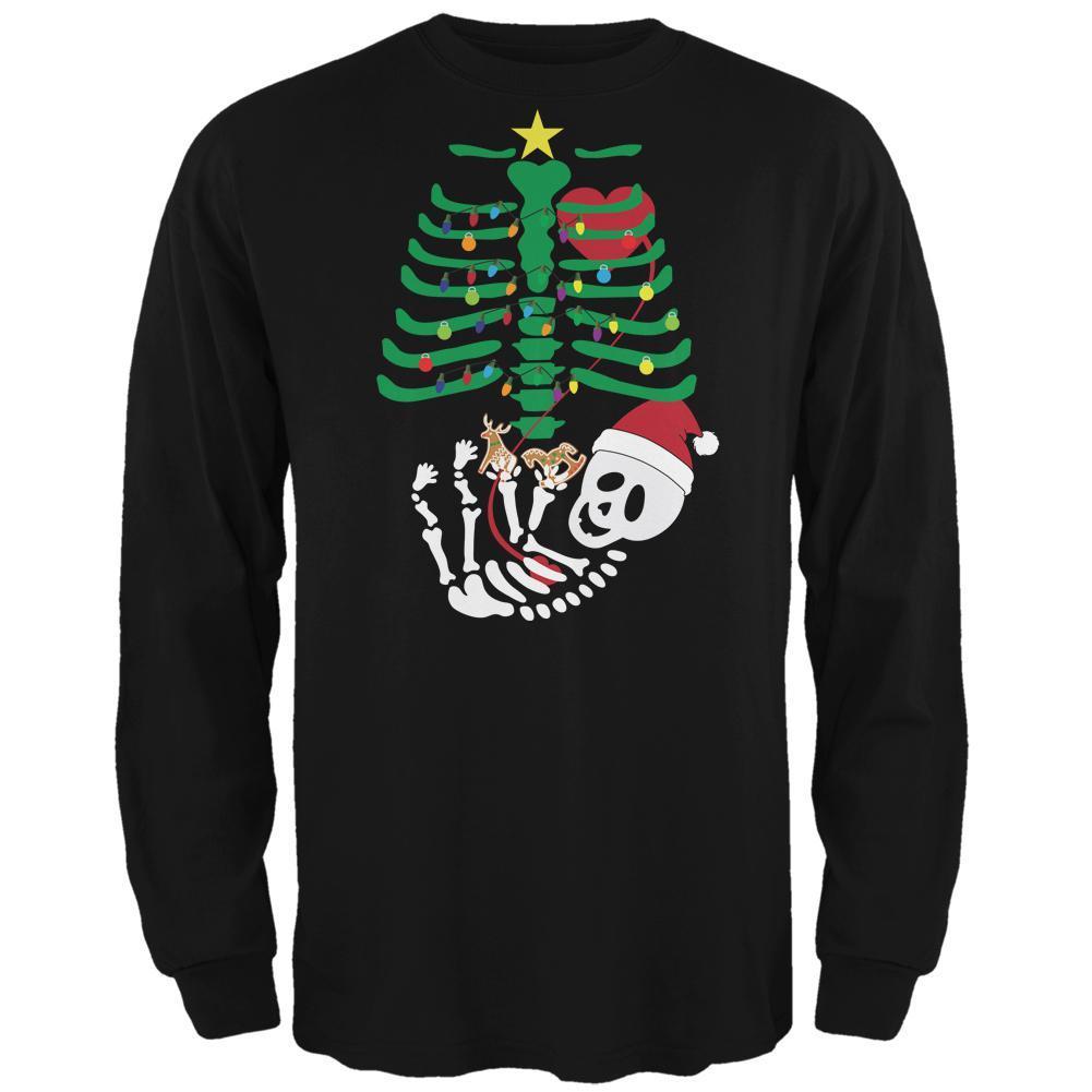 Christmas Tree Baby Skeleton Cookies Black Adult Long Sleeve T-Shirt