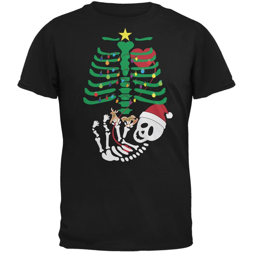 Christmas Tree Baby Skeleton Cookies Black Adult T-Shirt