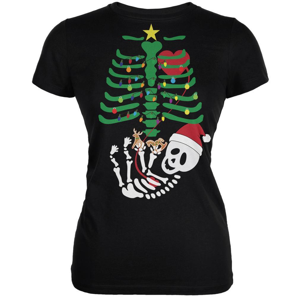 Christmas Tree Baby Skeleton Cookies Black Juniors Soft T-Shirt