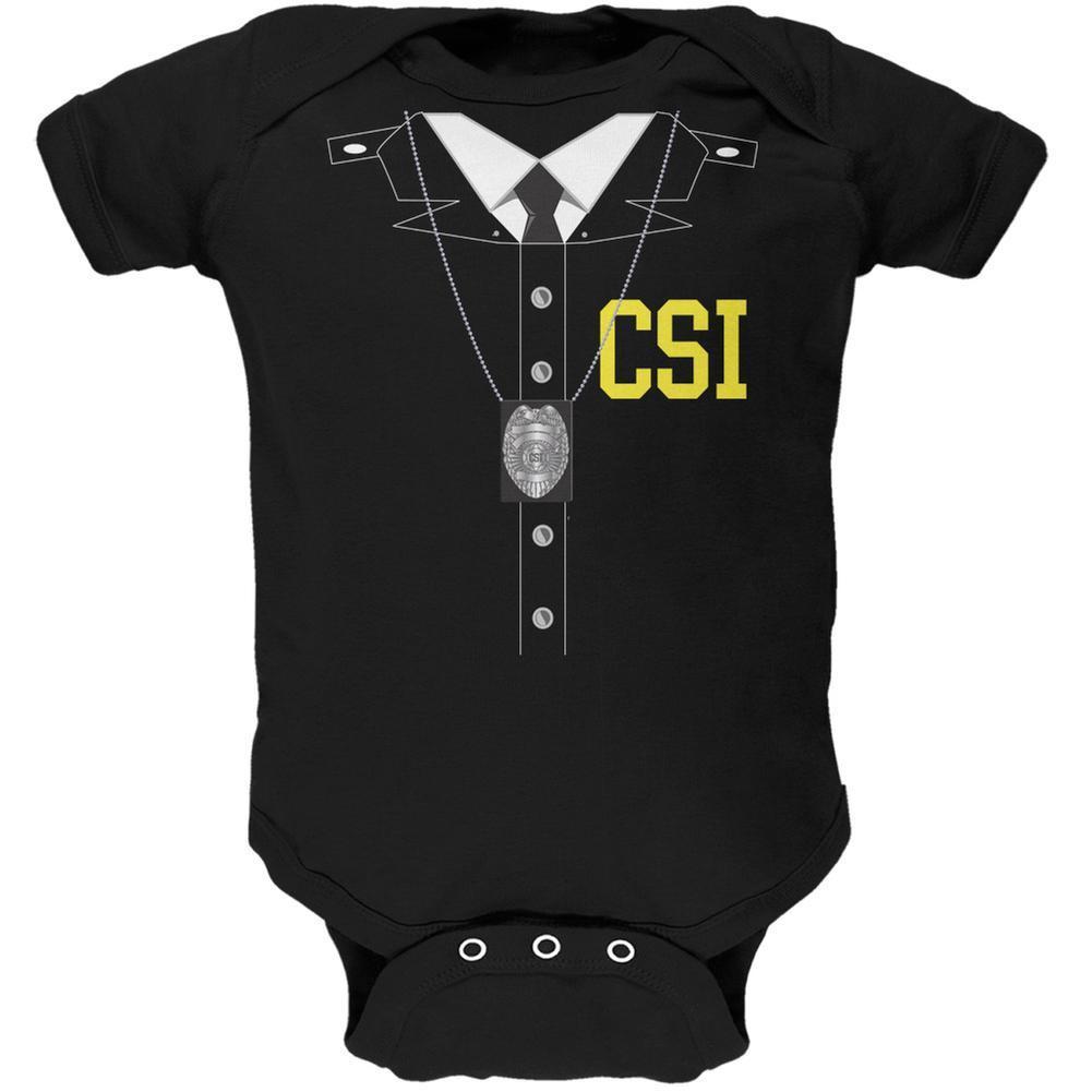 Halloween Crime Scene Investigator Costume Black Soft Baby One Piece