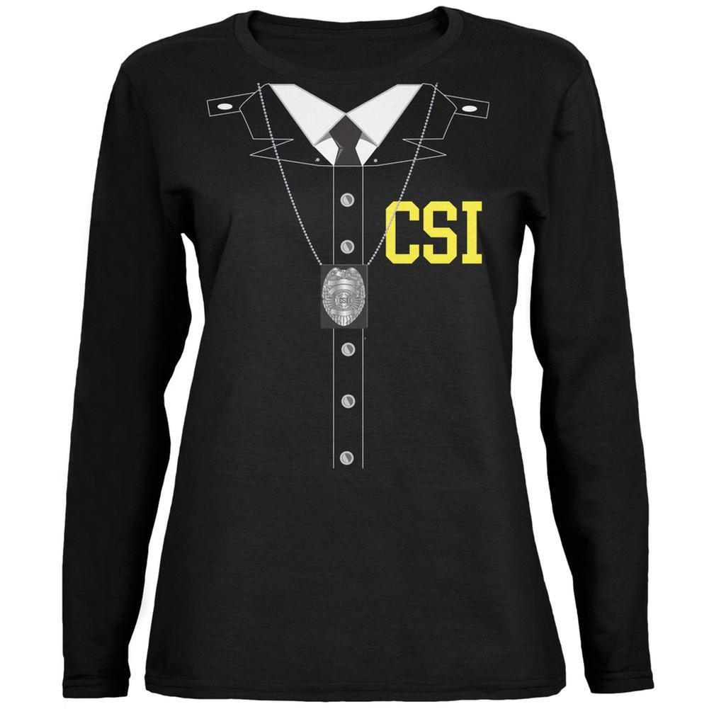 Halloween Crime Scene Investigator Costume Black Womens Long Sleeve T-Shirt