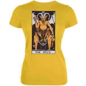 Halloween Devil Tarot Card Bright Yellow Juniors Soft T-Shirt