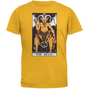 Halloween Devil Tarot Card Gold Adult T-Shirt