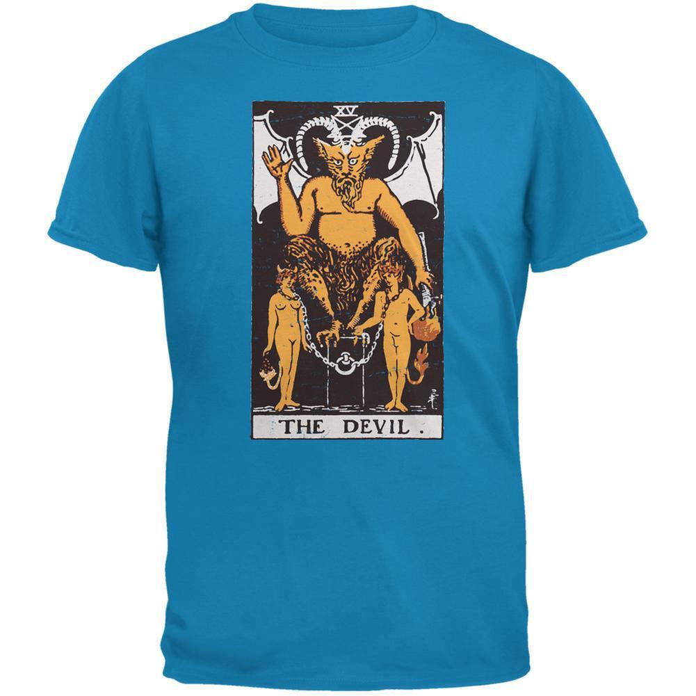 Halloween Devil Tarot Card Sapphire Blue Adult T-Shirt