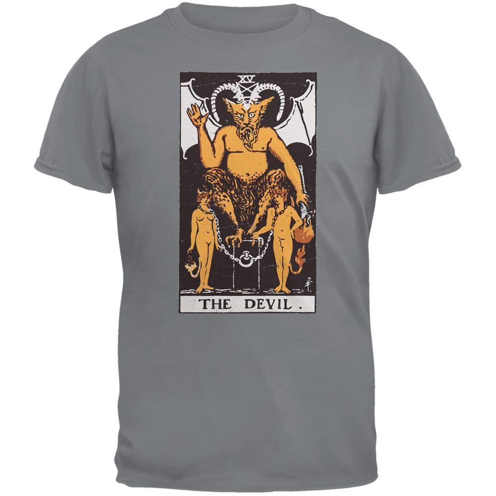 Halloween Devil Tarot Card Storm Grey Adult T-Shirt